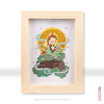 TRANH KIM SA HAI MẶT - QUAN ÂM CẦM SEN CAM